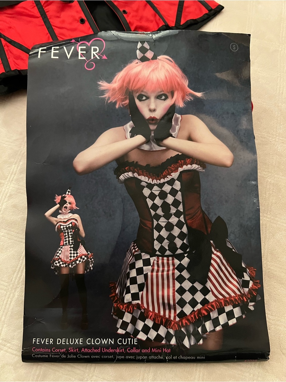 Fever Women's Boutique Clown Cutie with Skirt Corset Top Neck Ruffle and Hat